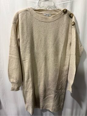 Madewell Cream Shoulder-Button Knit Dress